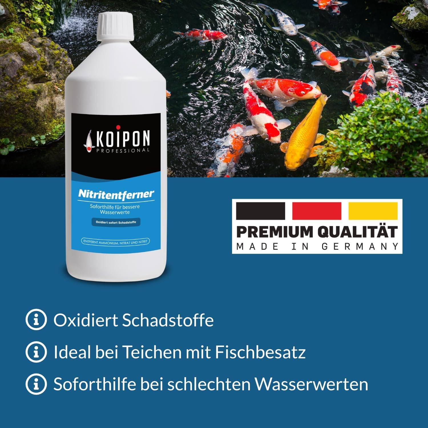 KOIPON Nitritentferner 1L Soforthilfe gegen Ammonium, Nitrit & Nitrat