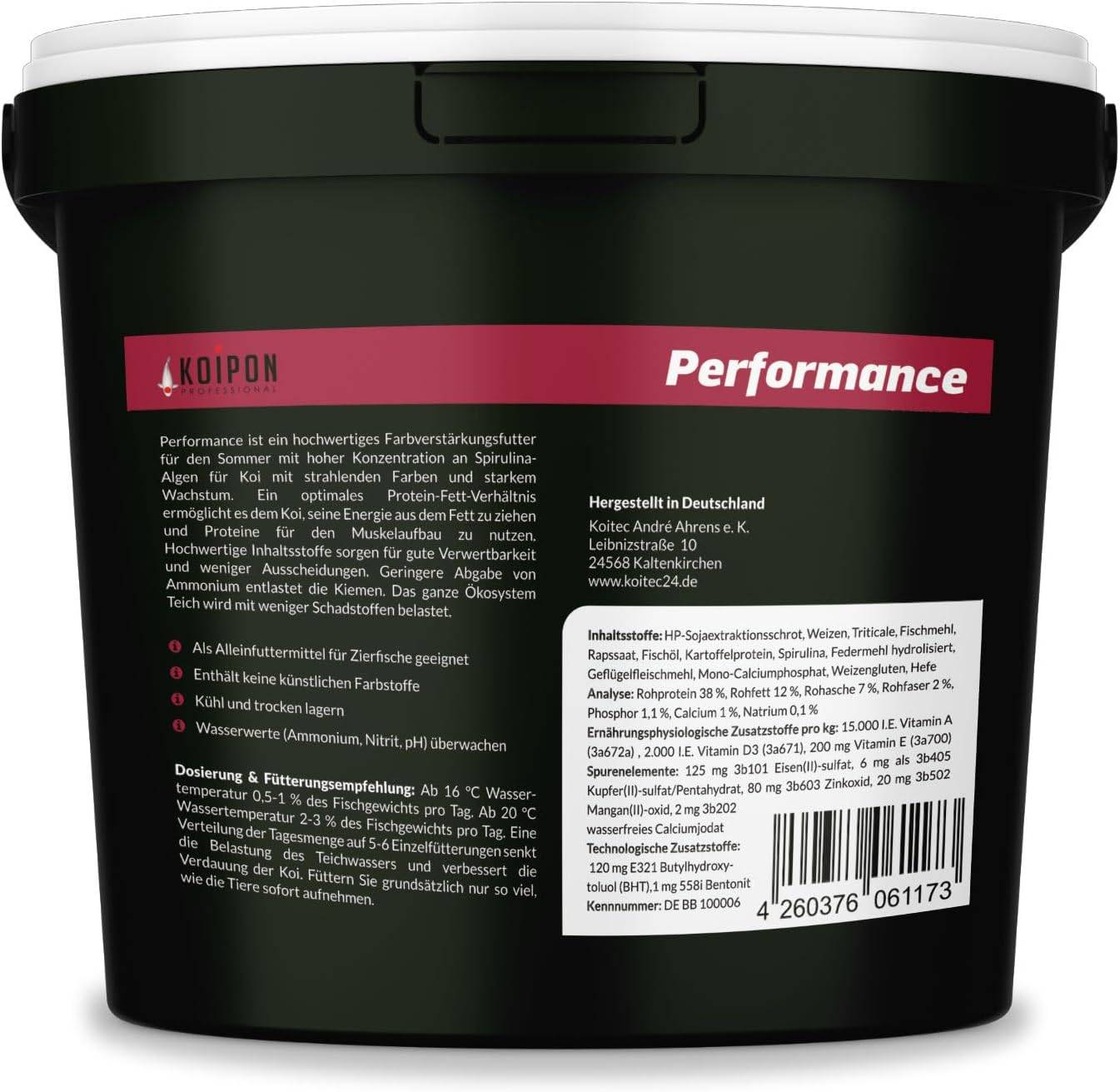 KOIPON Performance 1kg 6mm Sommer-Koifutter mit 6% Spirulina schwimmend