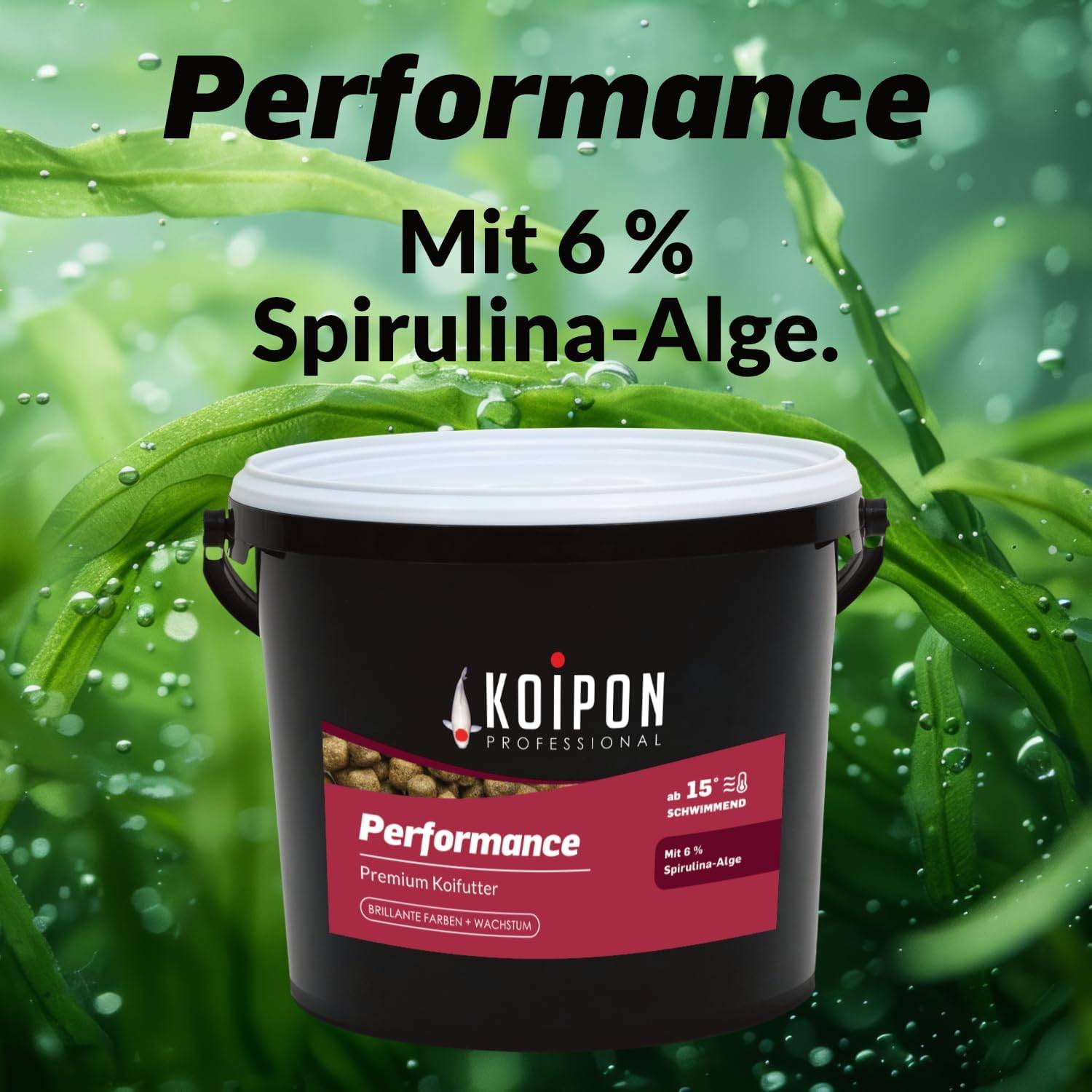KOIPON Performance 1kg 6mm Sommer-Koifutter mit 6% Spirulina schwimmend