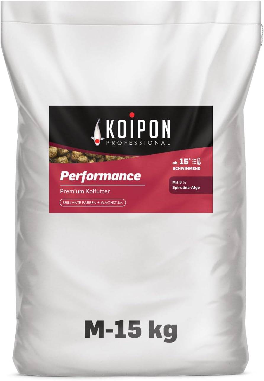 KOIPON Performance 15kg 6mm Sommer-Koifutter mit 6% Spirulina schwimmend