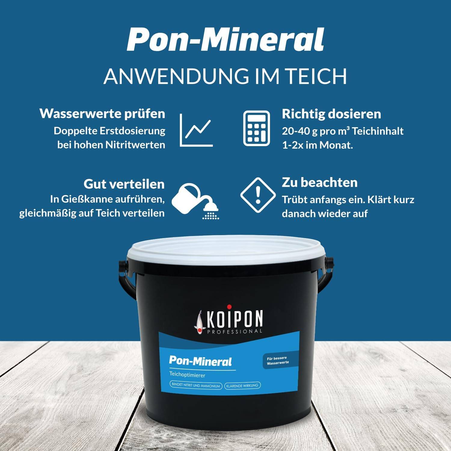 KOIPON Pon-Mineral 3kg Teichpflege mit Mineralien & Nitritsenker