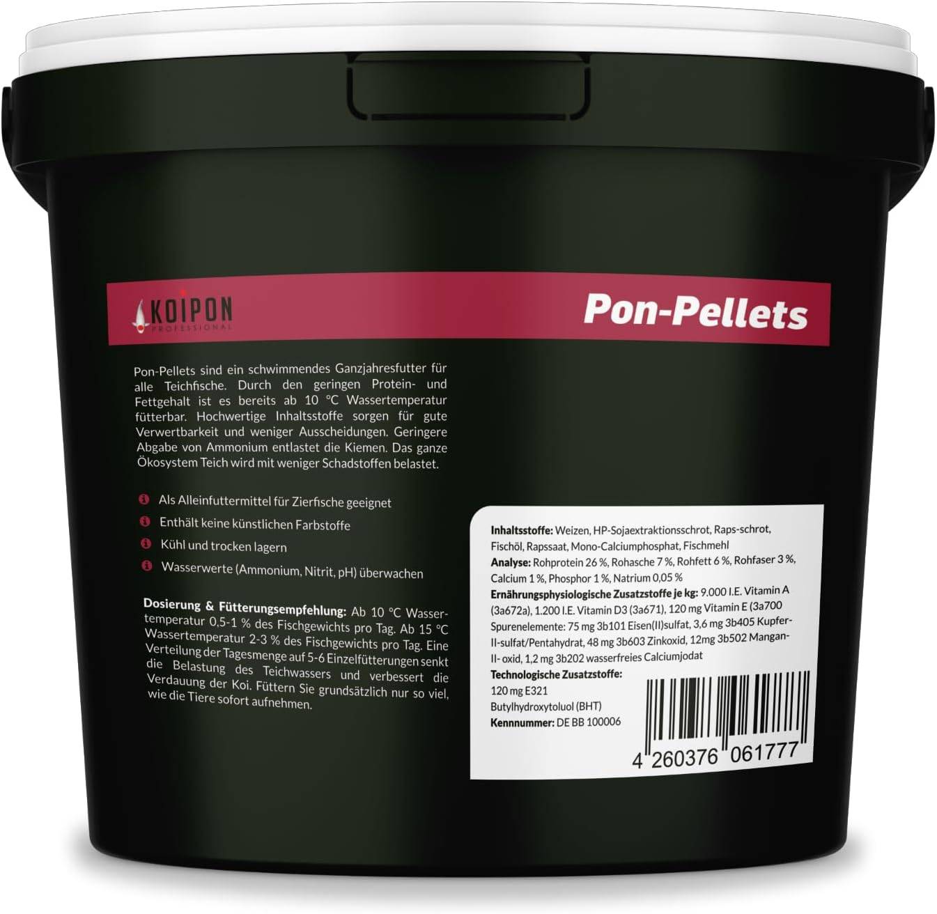 KOIPON Pon-Pellets 3mm 1,75kg Ganzjahresfutter für Koi & Goldfische