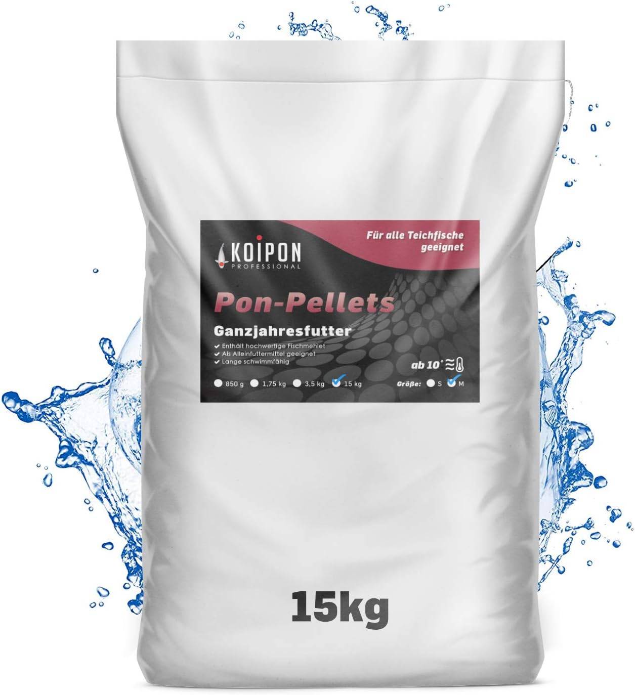 KOIPON Pon-Pellets 6mm 15kg Ganzjahresfutter für Koi & Goldfische