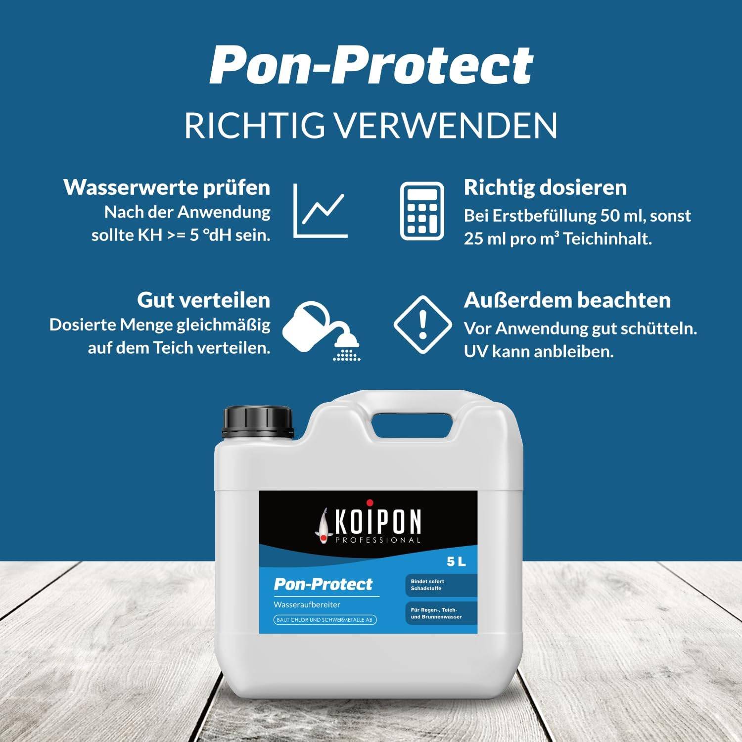 KOIPON Pon-Protect 1L Wasseraufbereiter gegen Chlor & Schwermetalle