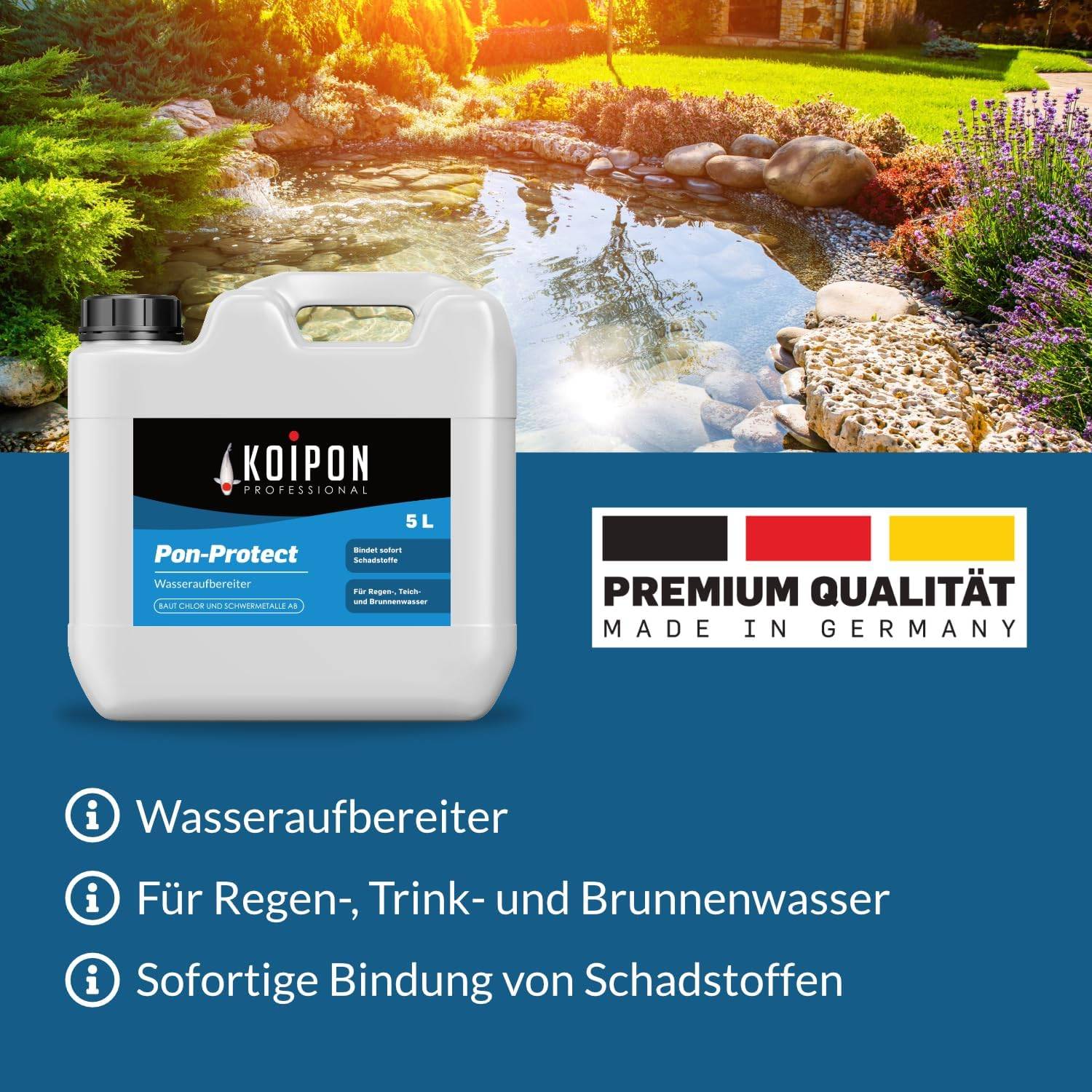 KOIPON Pon-Protect 1L Wasseraufbereiter gegen Chlor & Schwermetalle