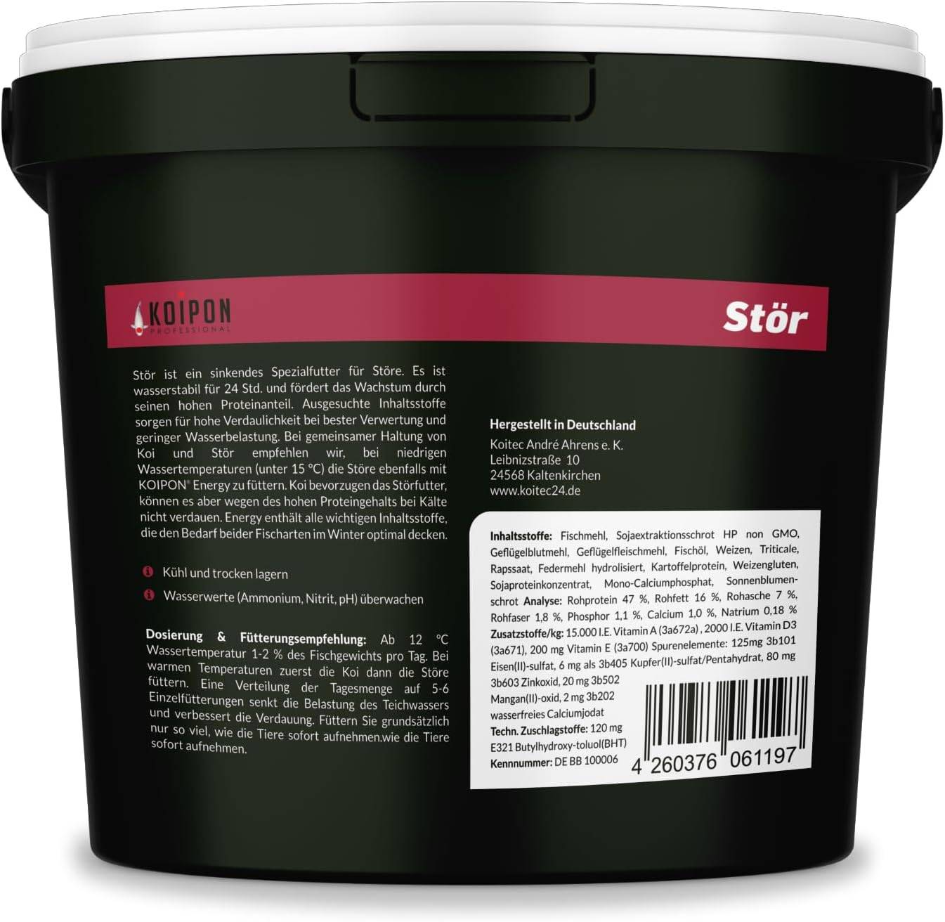 KOIPON Premium Störfutter 6kg 6mm Pellets sinkend für Störe & Koi