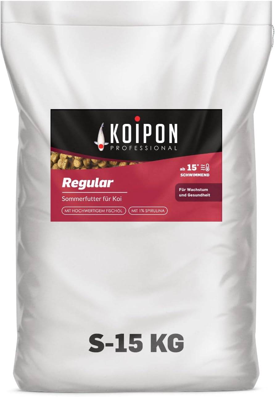 KOIPON Regular 15kg 3mm Sommer-Koifutter 1% Spirulina schwimmend