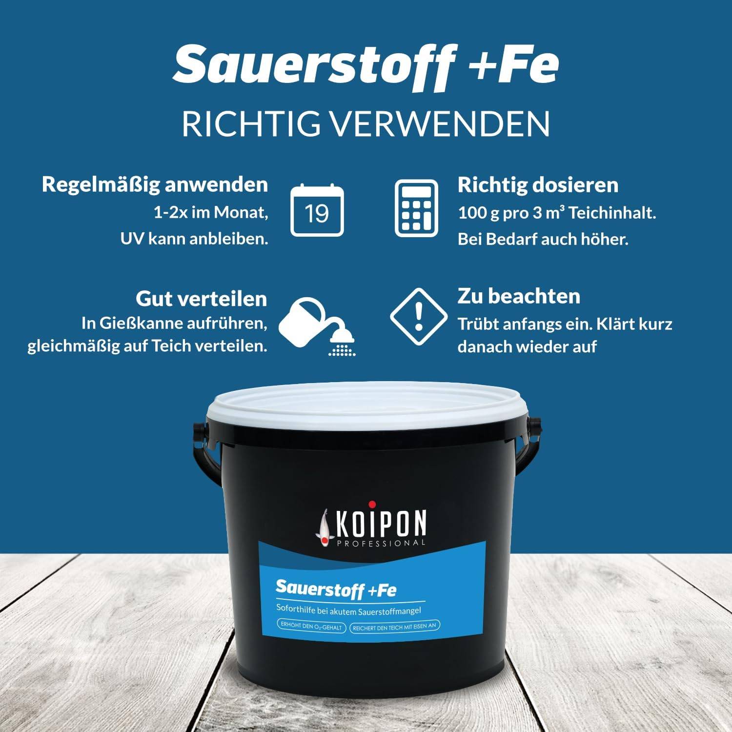 KOIPON Sauerstoff +FE 1kg Aktivsauerstoff Soforthilfe bei Sauerstoffmangel