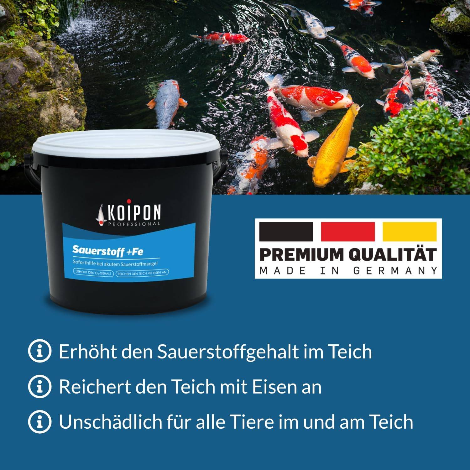 KOIPON Sauerstoff +FE 1kg Aktivsauerstoff Soforthilfe bei Sauerstoffmangel