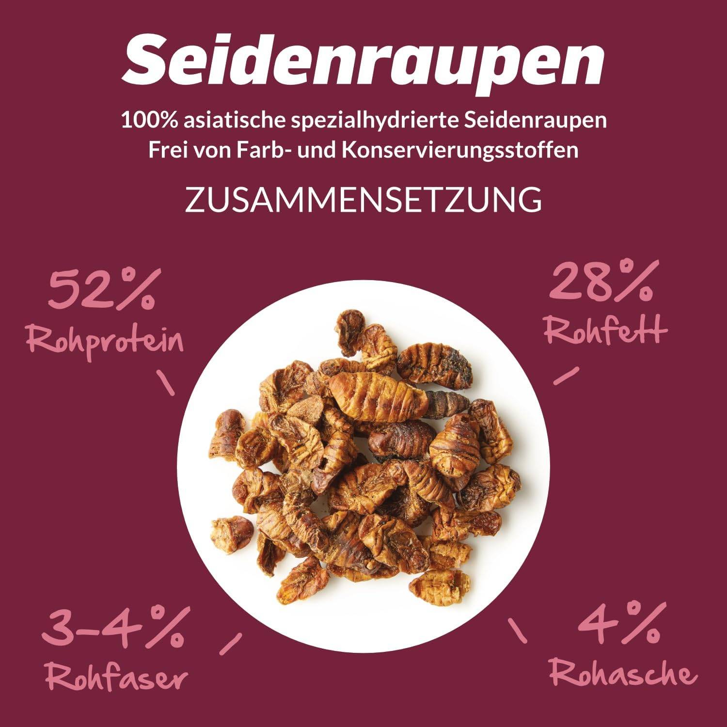 KOIPON Seidenraupen 1,5kg getrocknet Naturfutter-Leckerli für Koi
