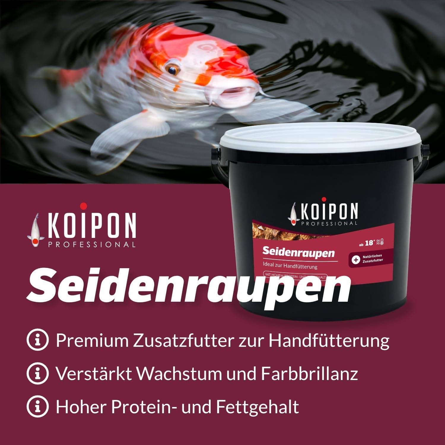 KOIPON Seidenraupen 1,5kg getrocknet Naturfutter-Leckerli für Koi