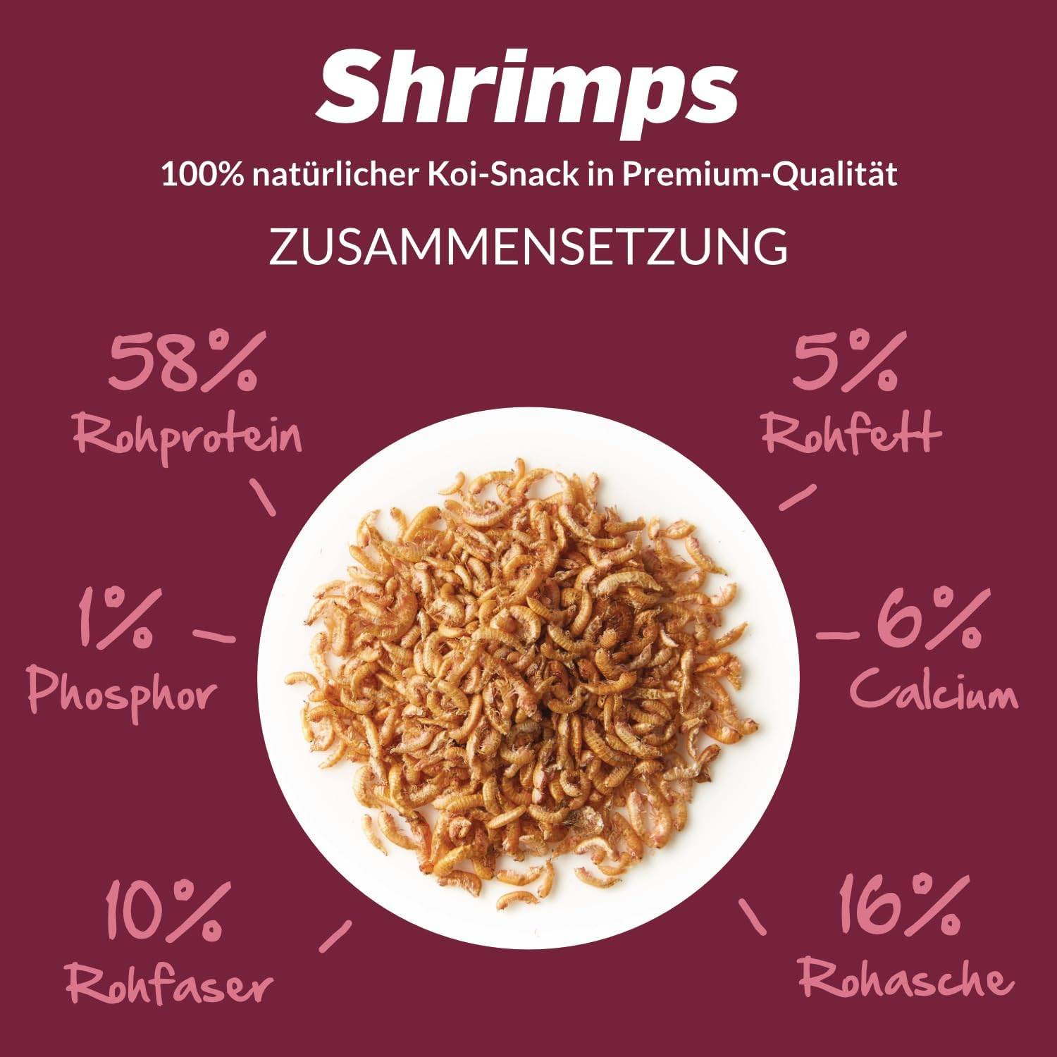 KOIPON Shrimps getrocknet 10L Naturfutter-Leckerli Süßwassergarnelen