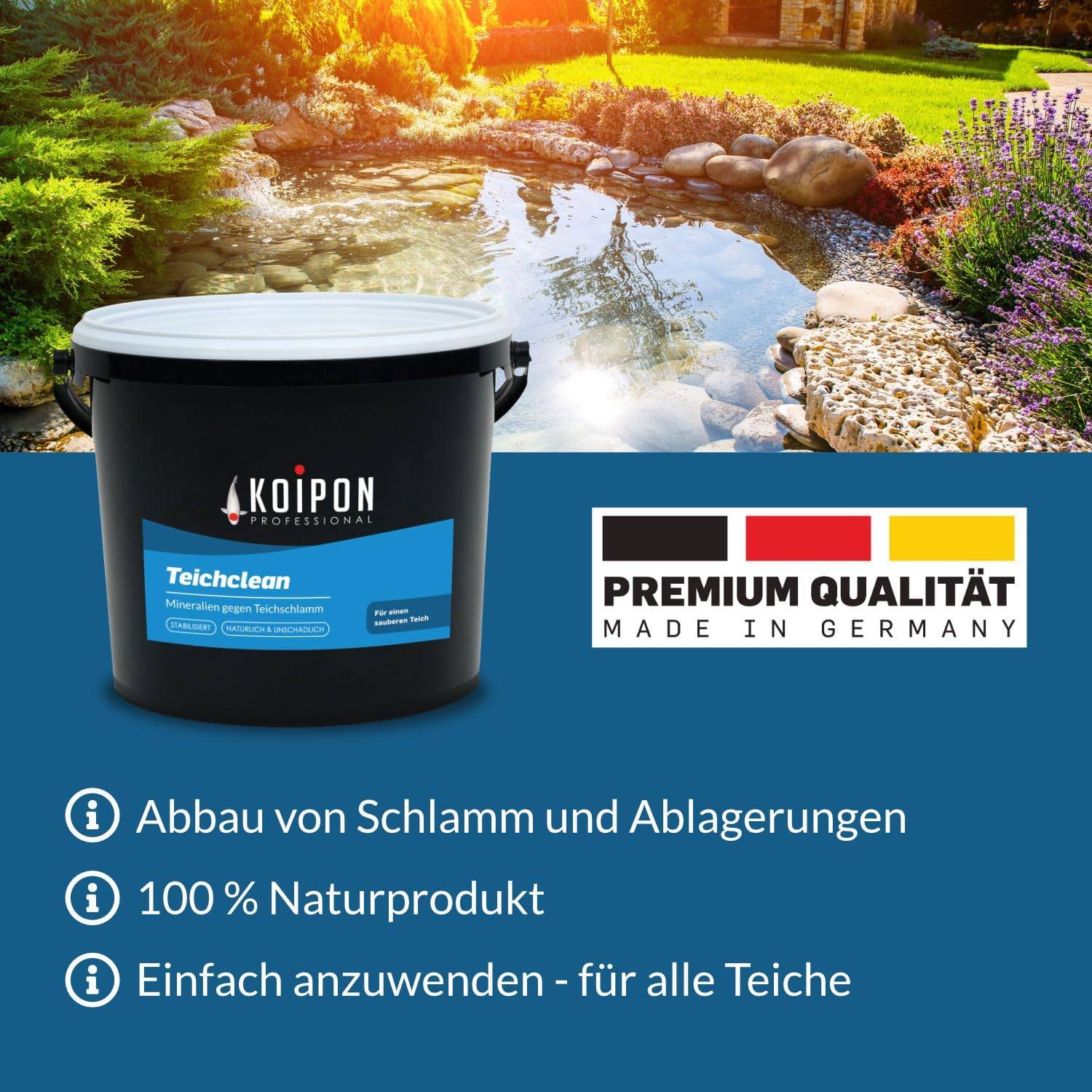 KOIPON Teichclean 1kg Biologischer Teichschlammentferner gegen Laub & Schlamm