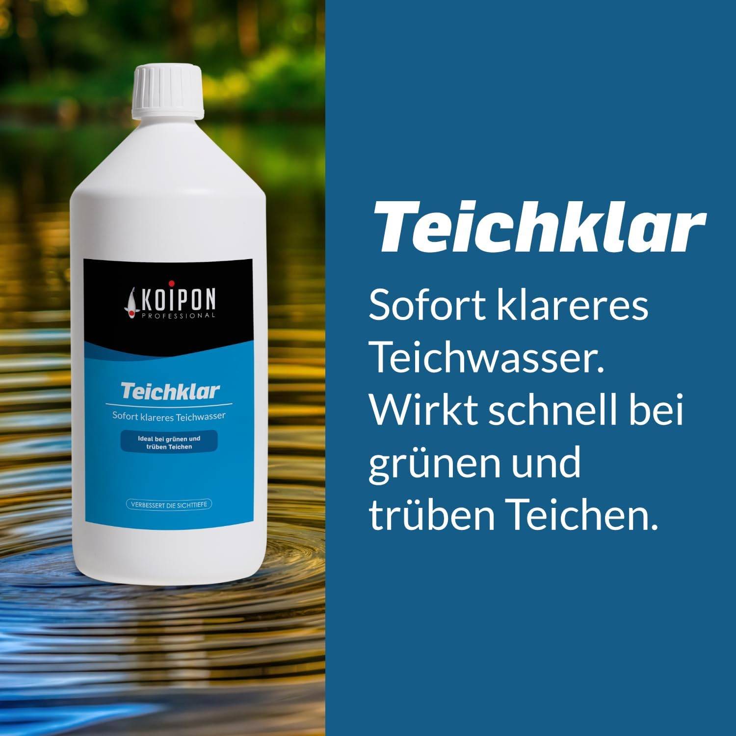 KOIPON Teichklar 1L Teichklärer gegen Schwebealgen & trübes Wasser