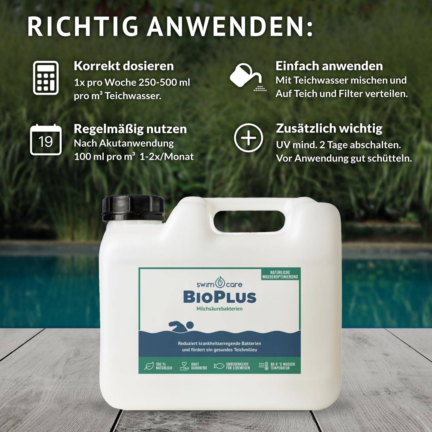 swimcare BioPlus 5L Milchsäurebakterien für Schwimmteich 100% biologisch