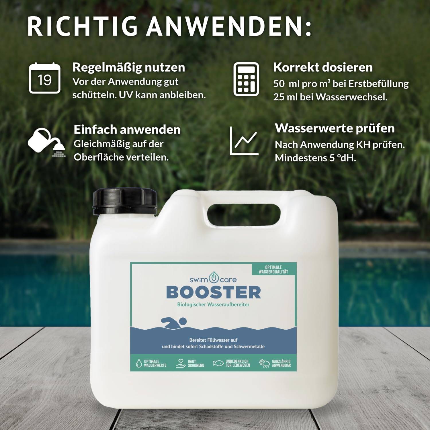 swimcare Booster 1L Biologischer Wasseraufbereiter für Schwimmteich & Naturpool