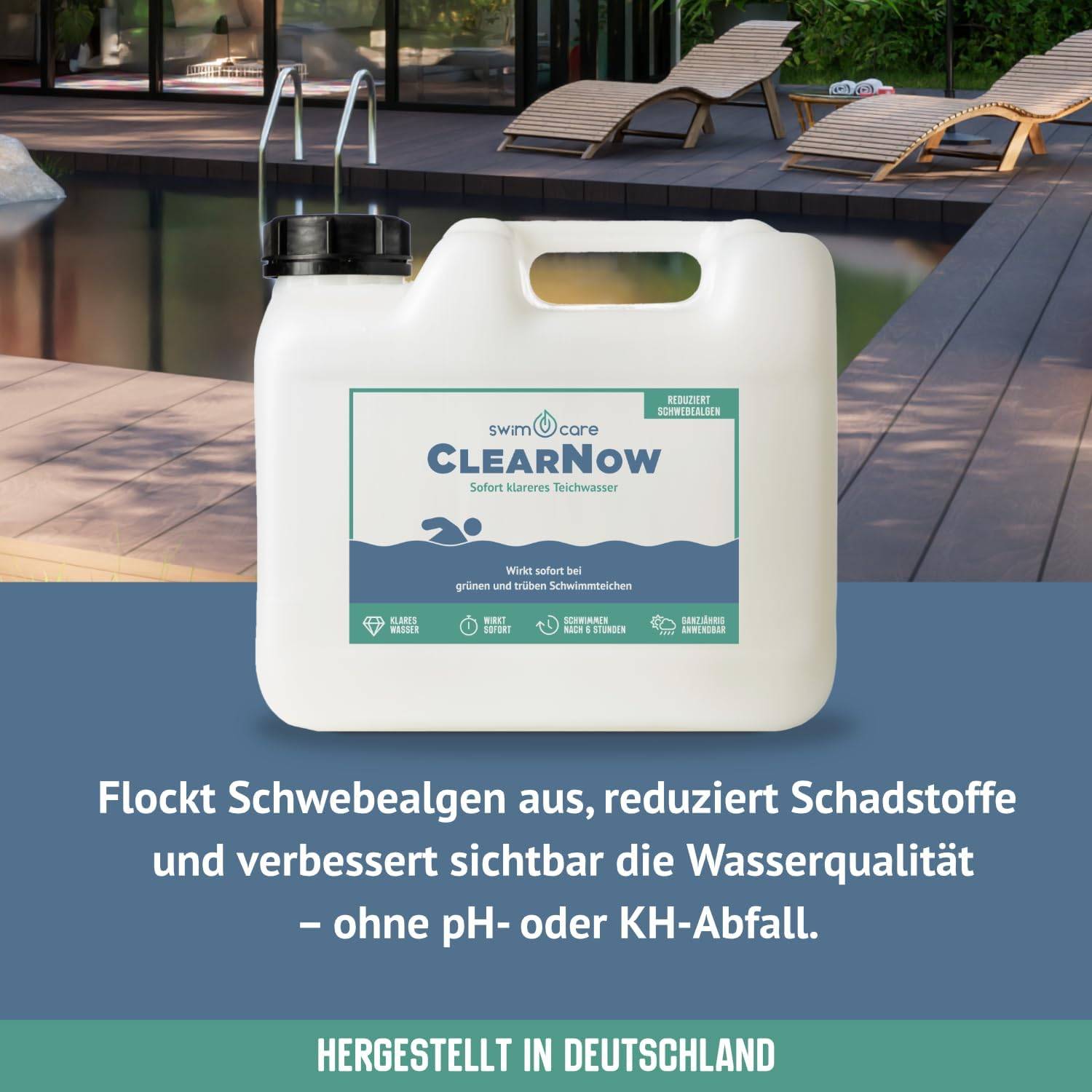 swimcare ClearNow 1L Sofort-Teichklärer gegen Schwebealgen & Trübung