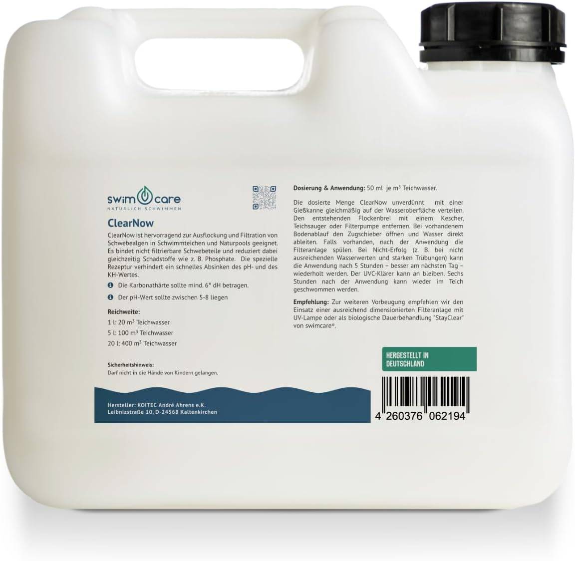 swimcare ClearNow 1L Sofort-Teichklärer gegen Schwebealgen & Trübung
