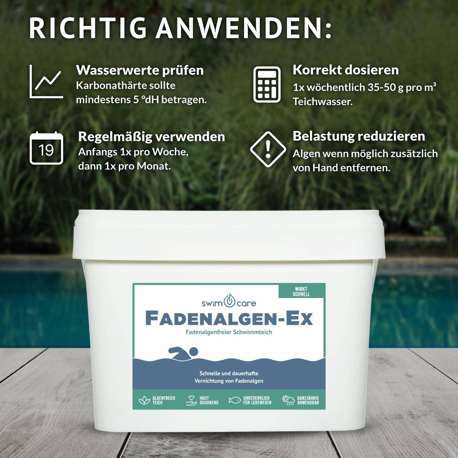 swimcare Fadenalgen-Ex 5kg gegen Fadenalgen im Teich & Pool phosphatfrei