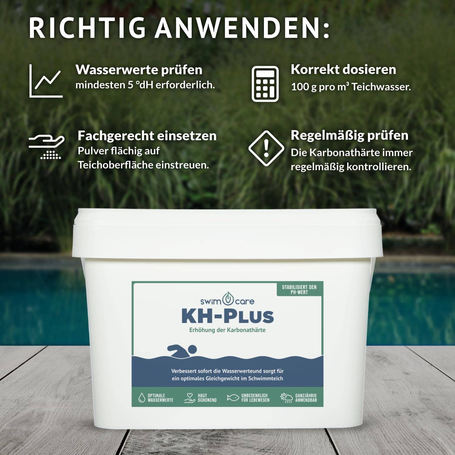 swimcare KH-Plus 5kg zur Erhöhung der Karbonathärte & pH-Stabilisierung in Teich & Pool