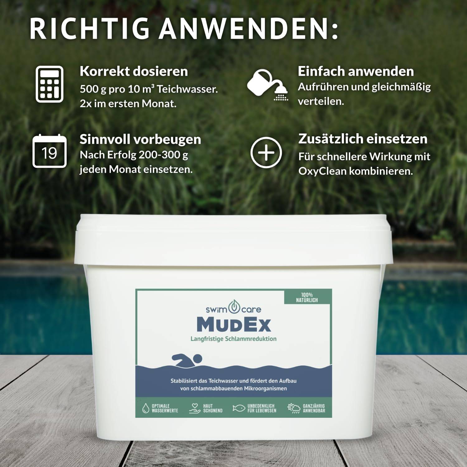 swimcare MudEx 5kg Natürliche Schlammreduktion & Algenstopp für Schwimmteiche
