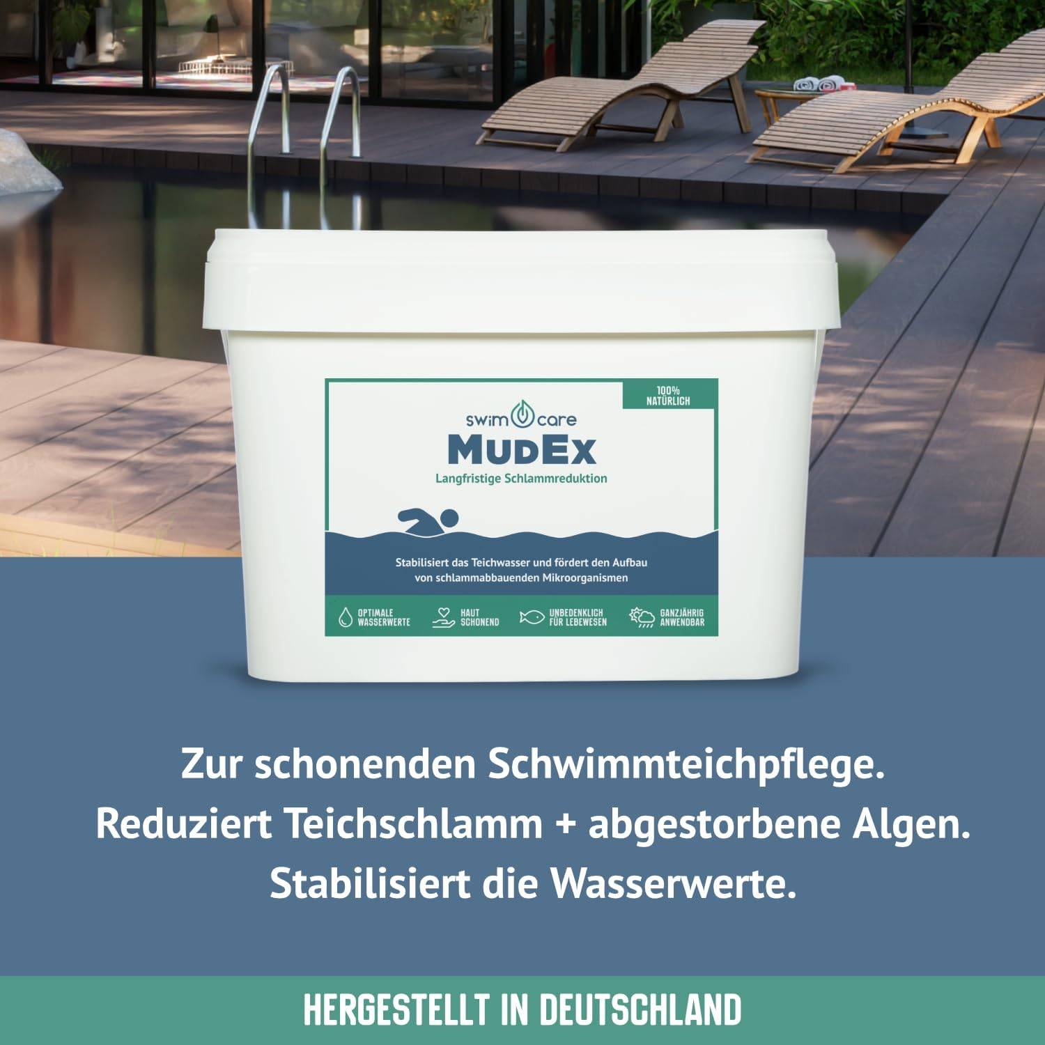 swimcare MudEx 5kg Natürliche Schlammreduktion & Algenstopp für Schwimmteiche