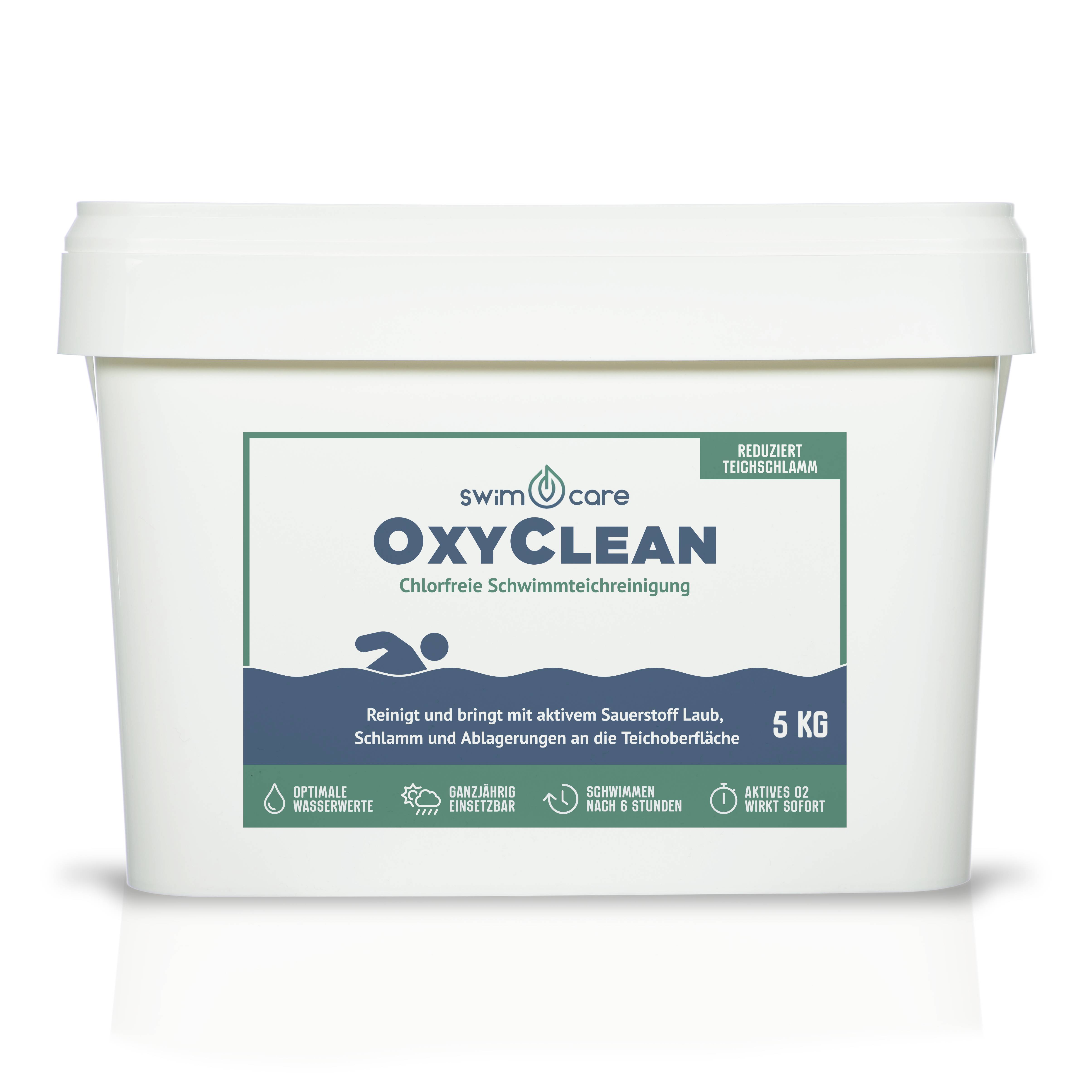 swimcare OxyClean 5kg Chlorfreie Schwimmteich-Reinigung & Schlammabbau durch Aktivsauerstoff
