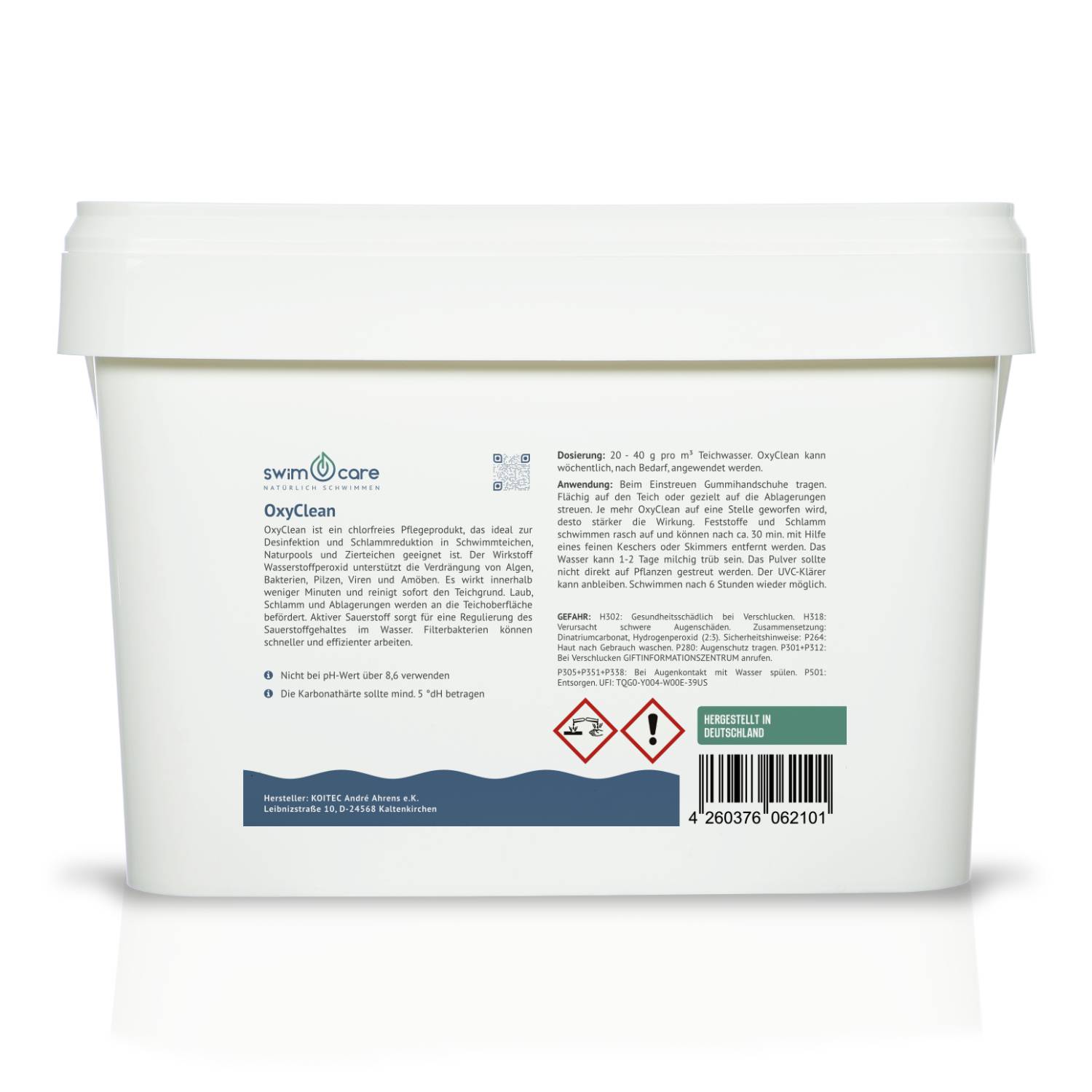 swimcare OxyClean 10kg Chlorfreie Schwimmteich-Reinigung & Schlammabbau durch Aktivsauerstoff