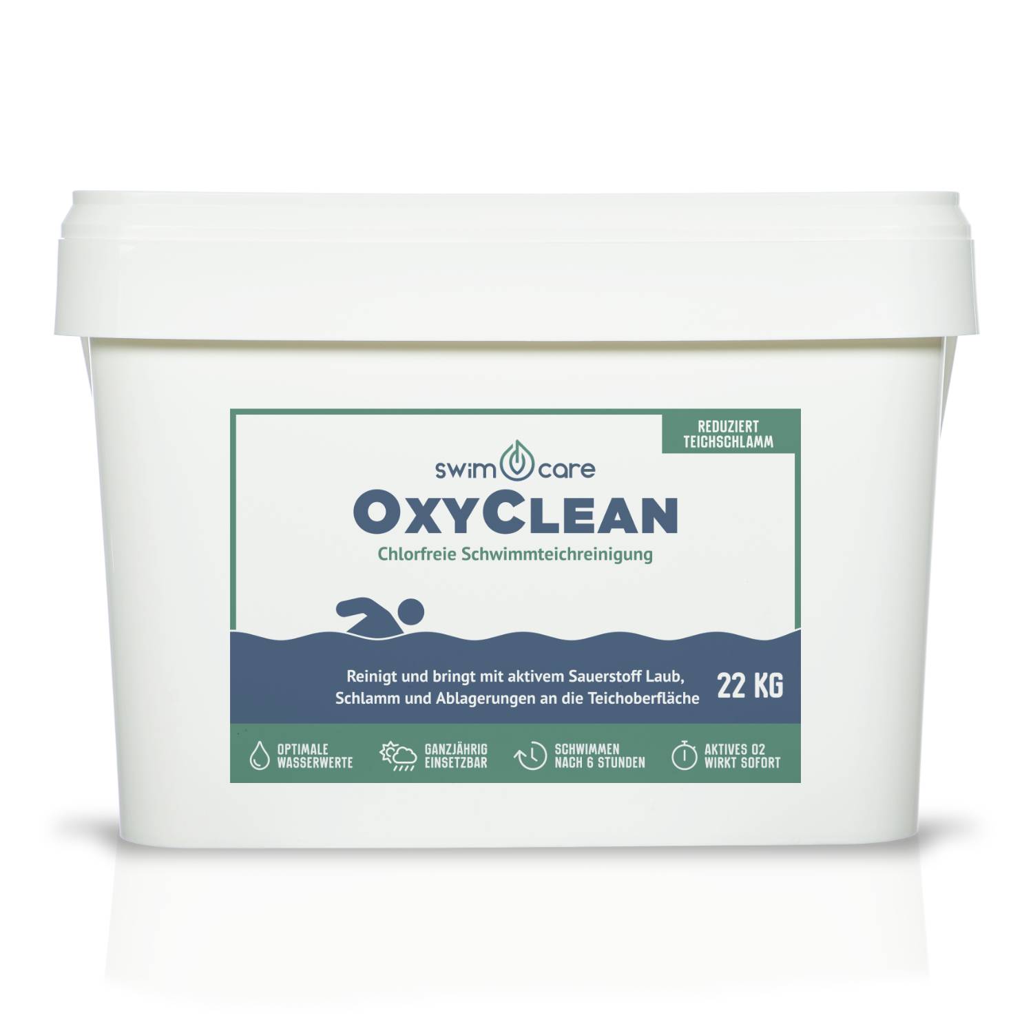 swimcare OxyClean 22kg Chlorfreie Schwimmteich-Reinigung & Schlammabbau durch Aktivsauerstoff