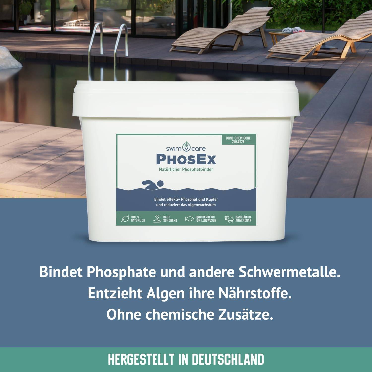 swimcare PhosEx 2,5kg Natürlicher Phosphatbinder gegen Algen für Schwimmteiche