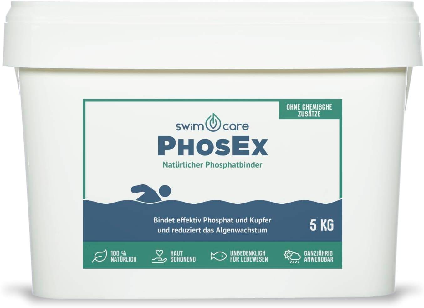 swimcare PhosEx 5kg Natürlicher Phosphatbinder gegen Algen für Schwimmteiche