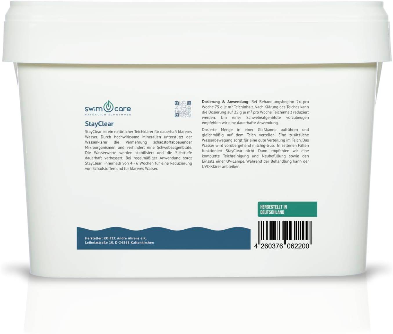 swimcare StayClear 5kg Natürlicher Wasserklärer gegen Schwebealgen & Schwebstoffe