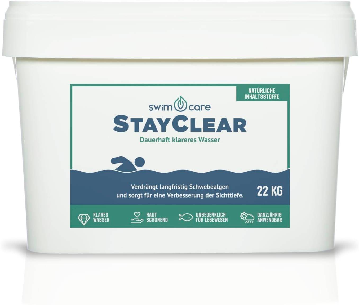 swimcare StayClear 22kg Natürlicher Wasserklärer gegen Schwebealgen & Schwebstoffe