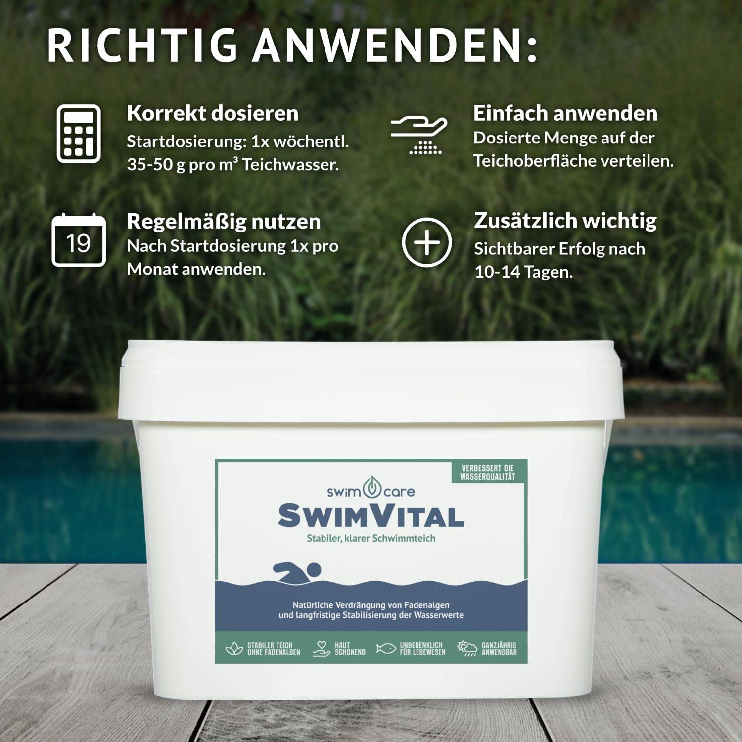 swimcare SwimVital 5kg 100% Biologische Fadenalgen-Verdrängung & Wasserqualität