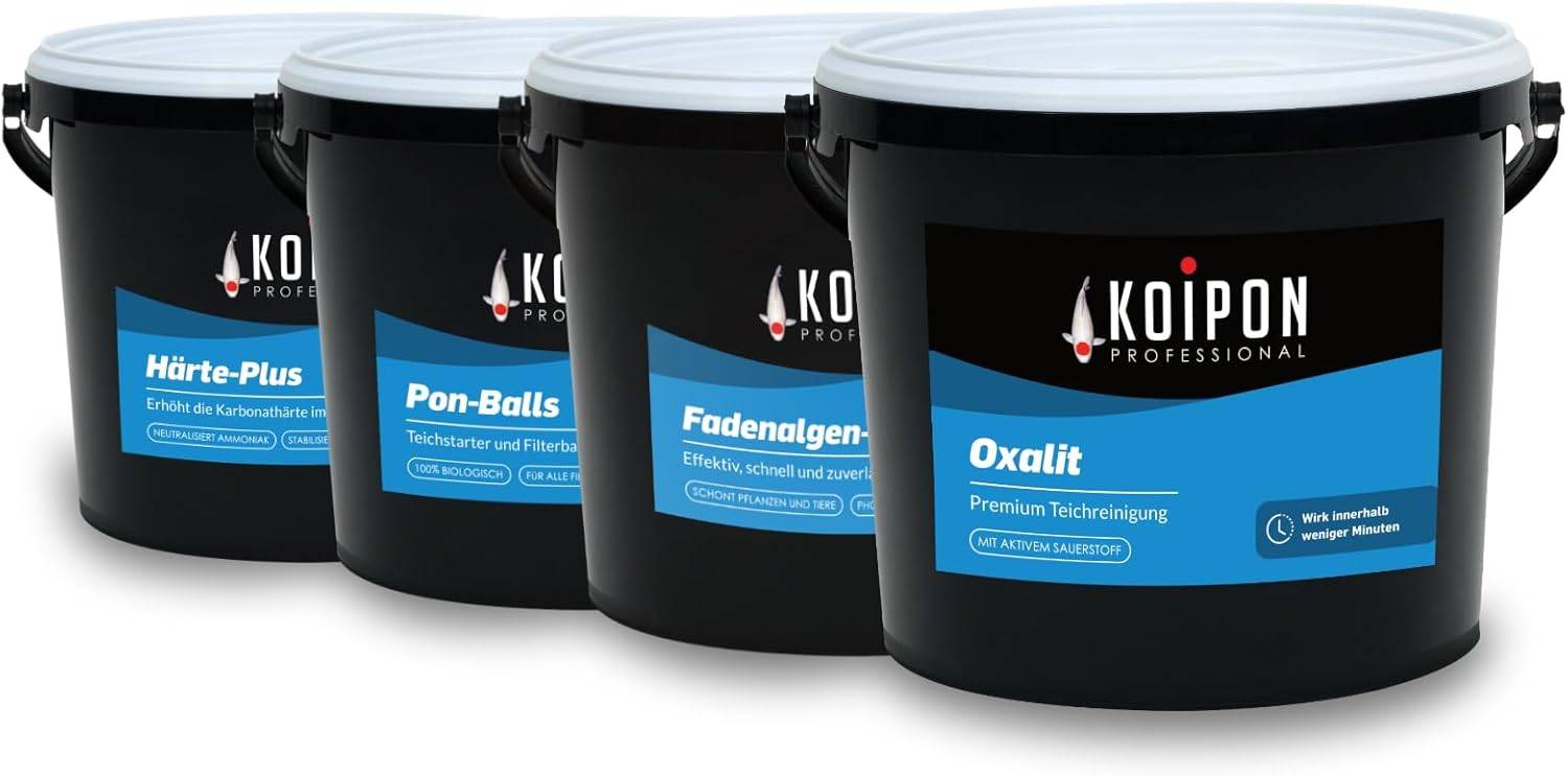 KOIPON Teichpflege Set Frühling - 5 Produkte zur Pflege, Fütterung & Reinigung