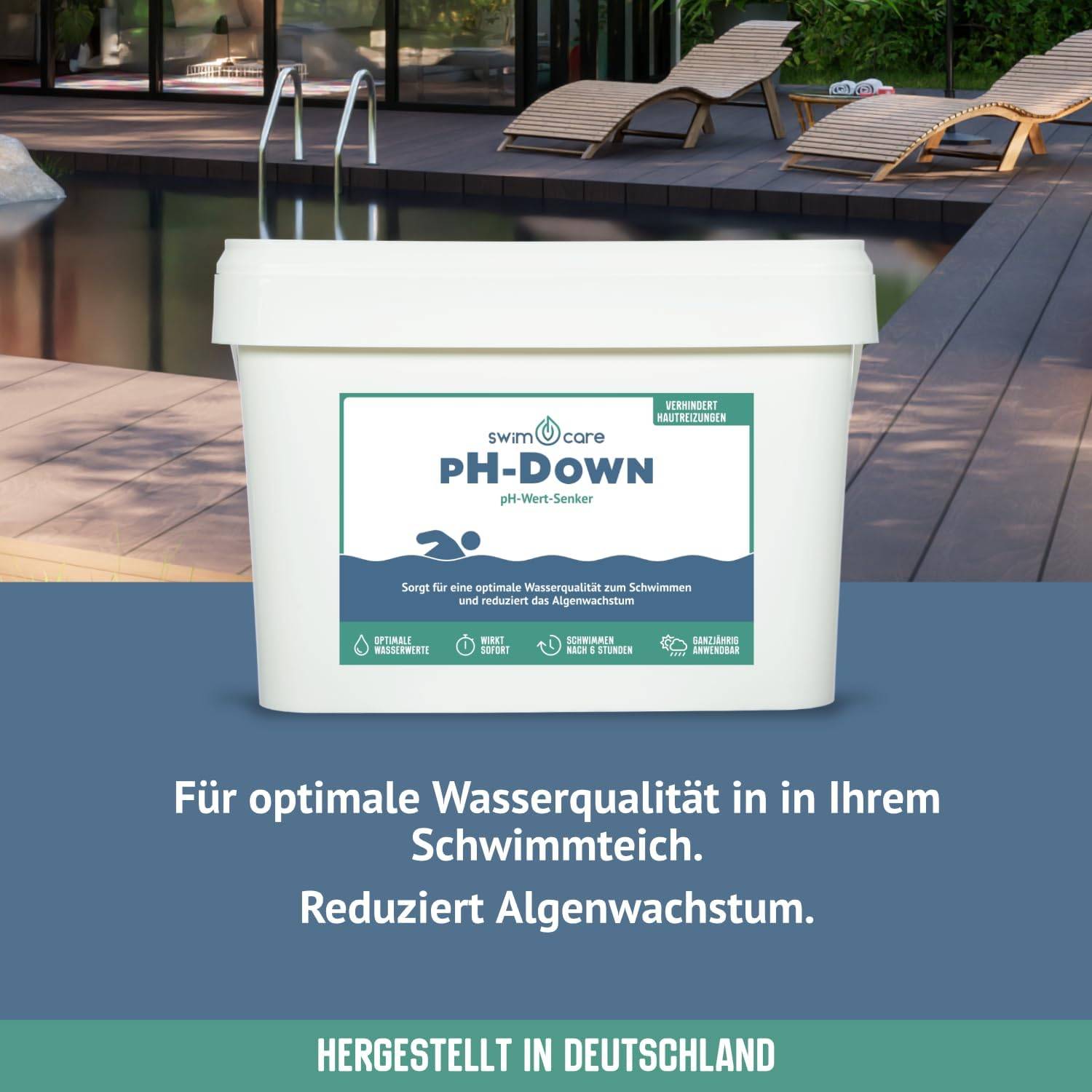swimcare ph-Down 5kg zur pH-Wert Senkung & Ammoniakreduktion im Schwimmteich