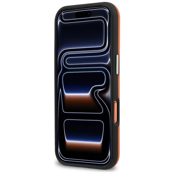 Hülle iPhone 17 Pro Max Lacoste Petit Pique orange schwarz Logo Metall Magsafe