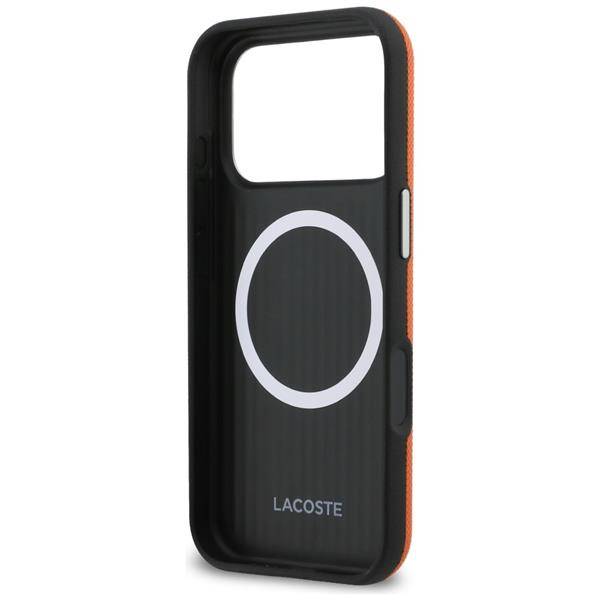 Hülle iPhone 17 Pro Max Lacoste Petit Pique orange schwarz Logo Metall Magsafe