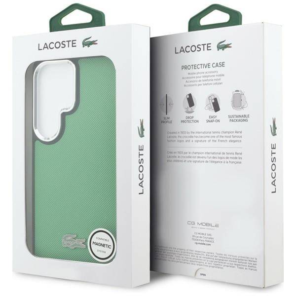Hülle Lacoste Galaxy S26 Ultra Petit Pique grün MagSafe Logo Metall