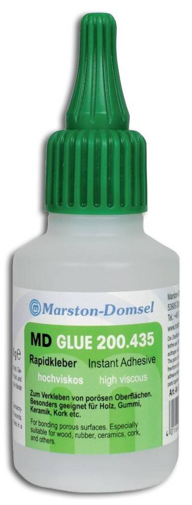 MD-GLUE Sekundenkleber 200.435Eigenschaften Hochviskos Rapidkleber Für poröse Oberflächen wie Holz, Gummi, Keramik und Kork In praktisc