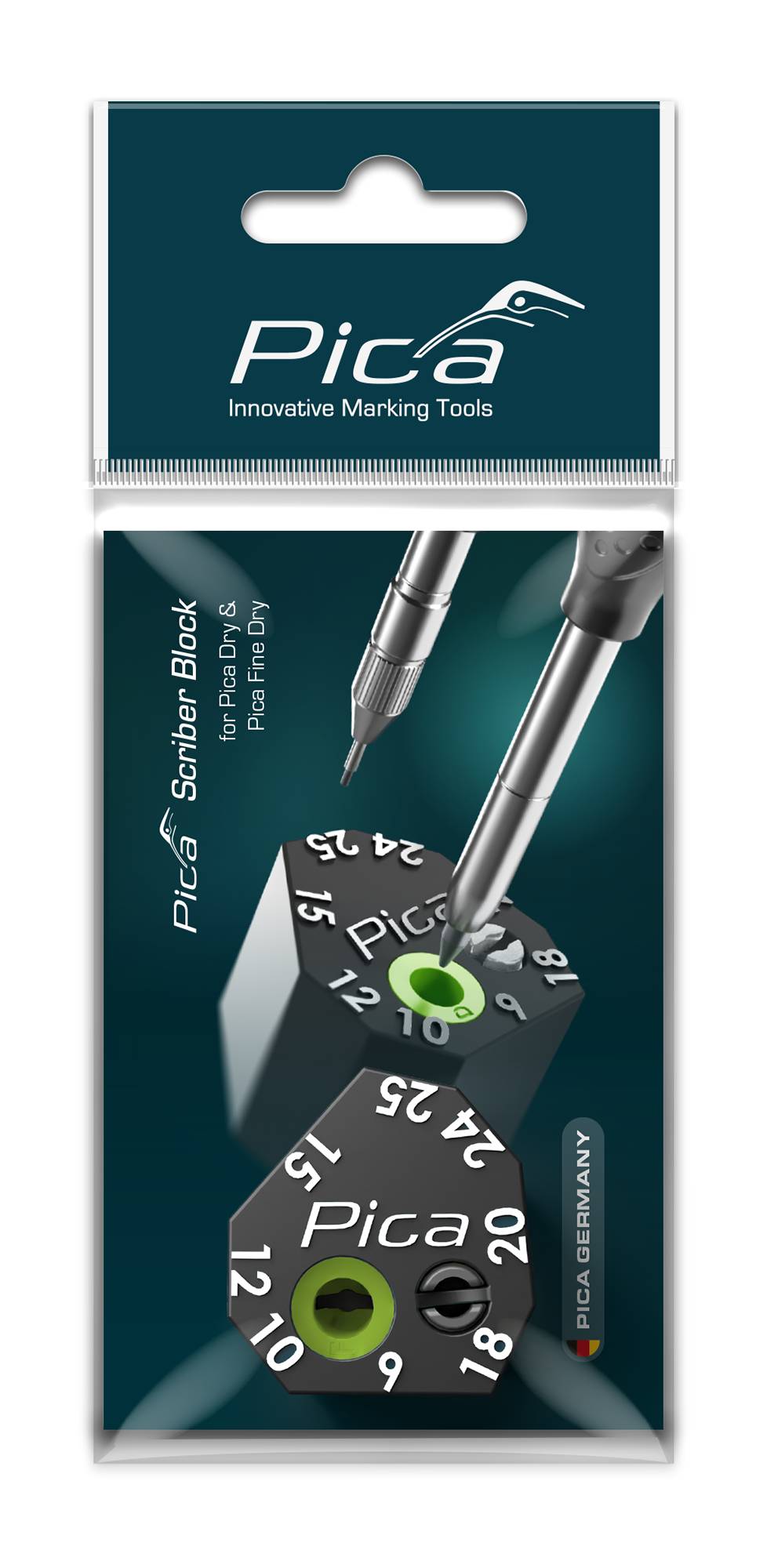 Pica Scriber Block Anzeichenhilfe 9 - 25 mm für Tieflochmarker Dry und Fine Dry