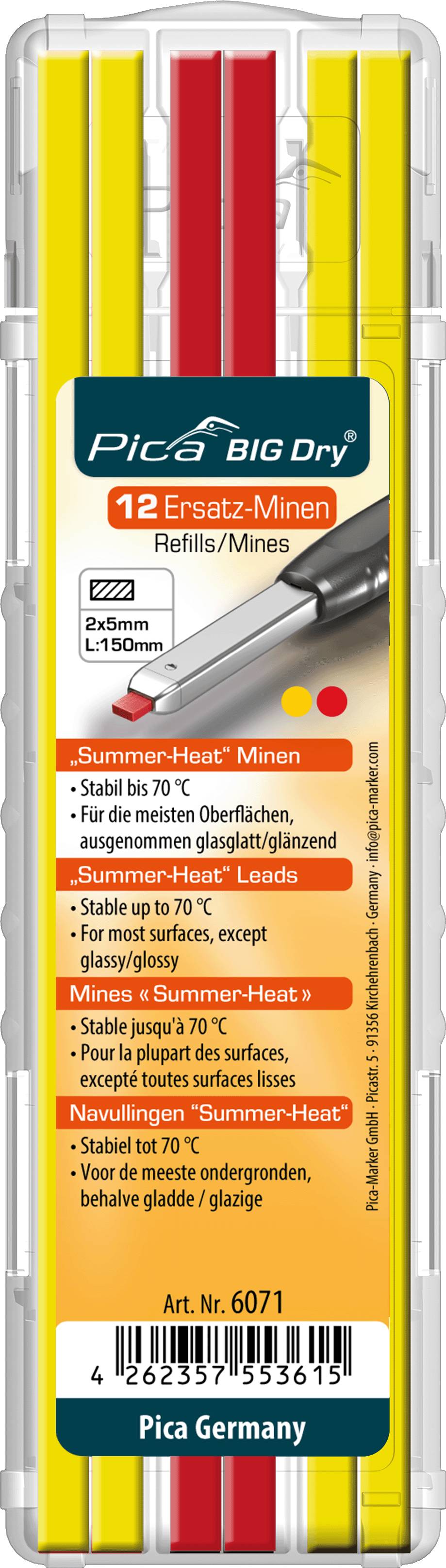 Pica BIG Dry 12 x Ersatzminen Sommer Set 8 x Gelb 4 x Rot