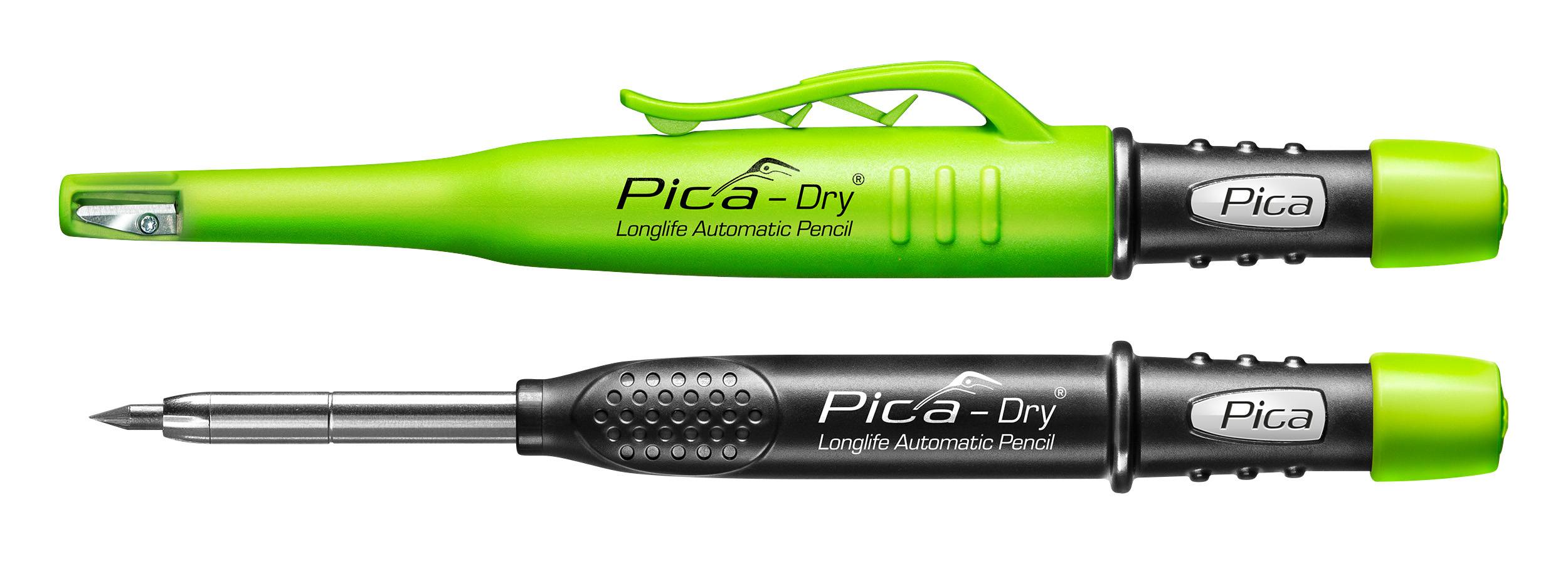 Pica Dry Longlife Automatic Pencil Tieflochmarker + 10 Spezialminen Sommer Set Rot Weiß wasserfest