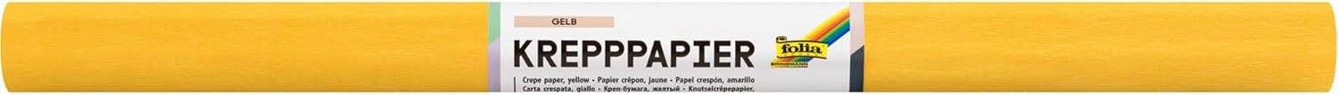 10x folia 824106 folia Krepppapier-Rolle, (B)500 mm x (L)2,5 m, gelb