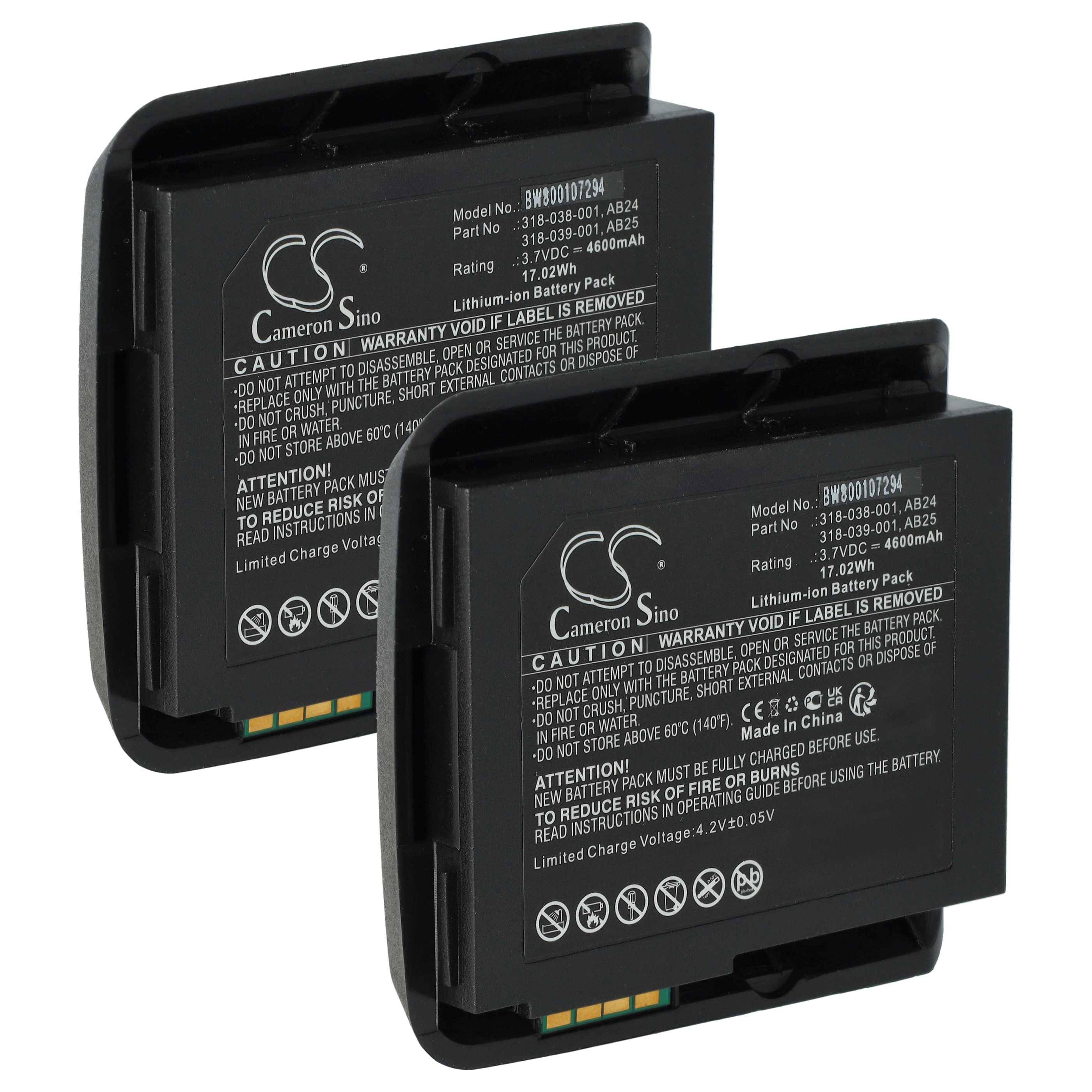 vhbw 2x Akku kompatibel mit Intermec CN50, CN51 Barcodescanner POS (4600 mAh, 3,7 V, Li-Ion)
