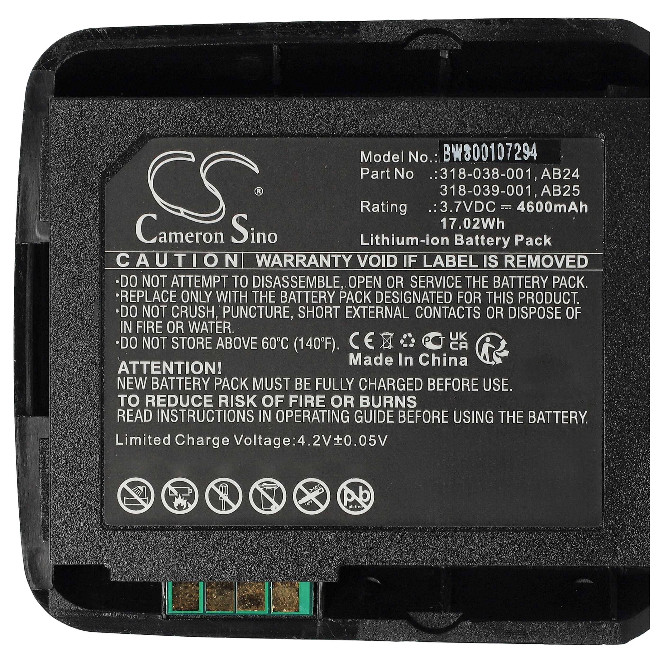 vhbw 2x Akku Ersatz für Intermec AB25, AB24, 318-052-011 für Barcodescanner POS (4600 mAh, 3,7 V, Li-Ion)
