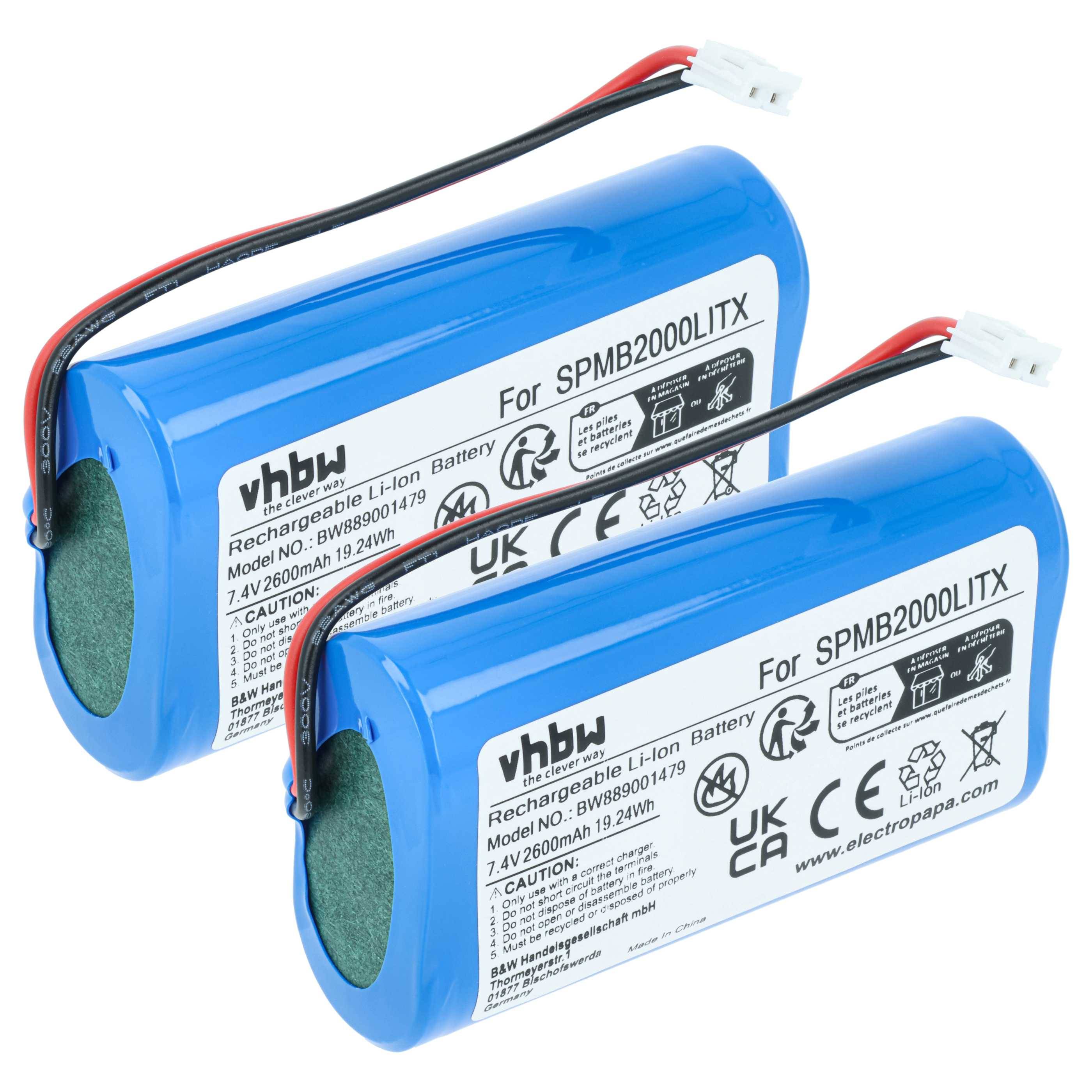 vhbw 2x Akku kompatibel mit Spektrum Transmitter DX8, DX9, DX7S Fernbedienung Remote Control (2600 mAh, 7,4 V, Li-Ion)