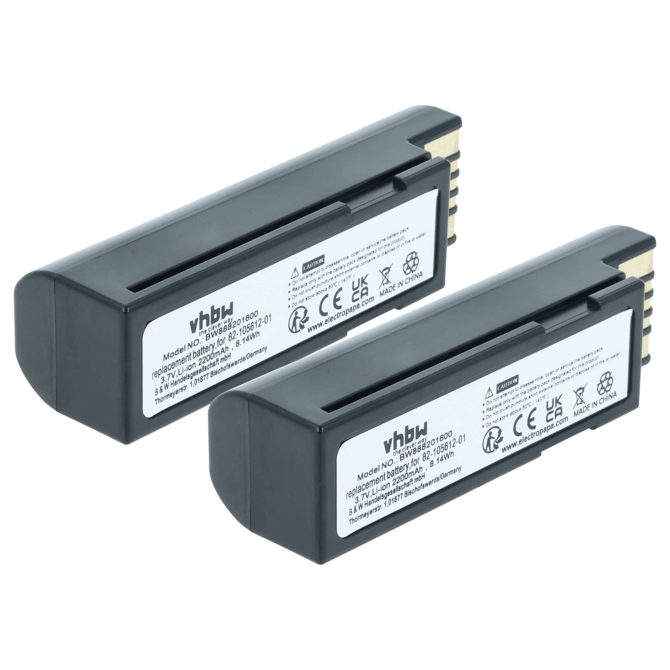vhbw 2x Akku Ersatz für Zebra BTRY-36IAB0E-00, 82-166537-01 für Barcodescanner POS (2200 mAh, 3,7 V, Li-Ion)