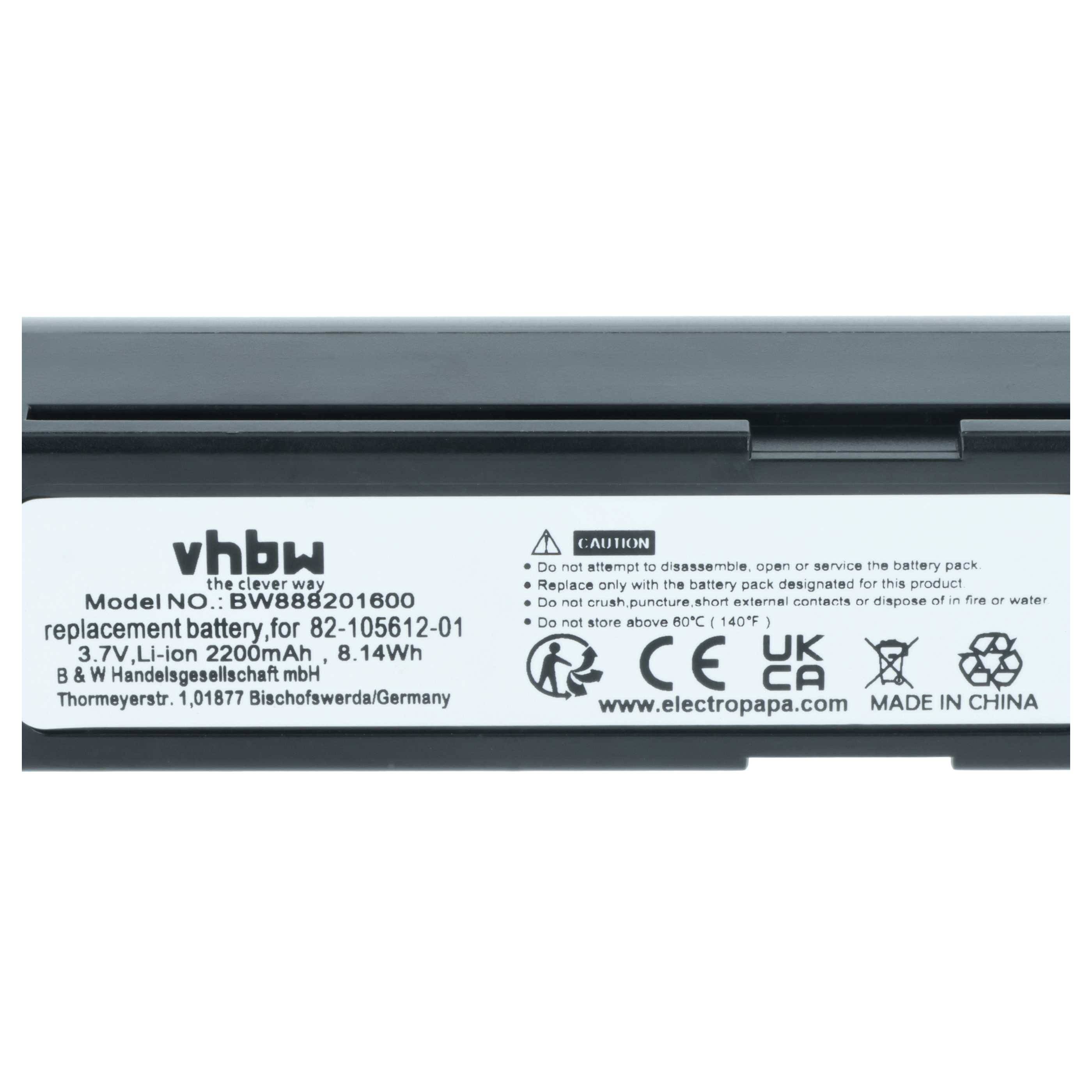 vhbw 2x Akku Ersatz für Zebra BTRY-36IAB0E-00, 82-166537-01 für Barcodescanner POS (2200 mAh, 3,7 V, Li-Ion)