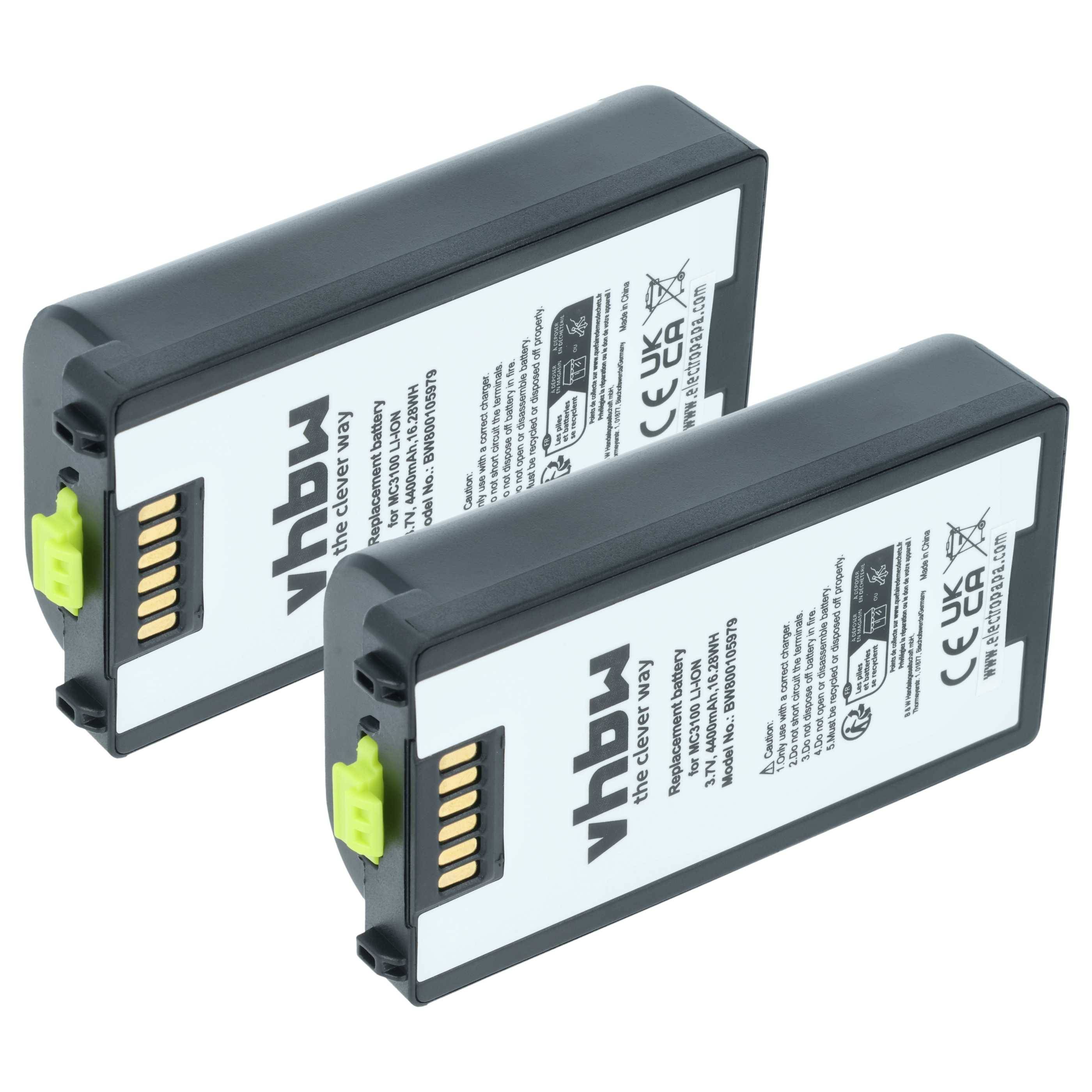 vhbw 2x Akku Ersatz für Zebra BTRY-MC3XKABOE | für Barcodescanner POS (4400 mAh, 3,7 V, Li-Ion)